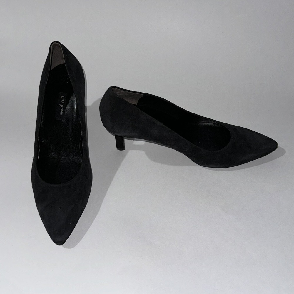 Paul Green Heels Pointed Toe Pump Black Suede NEW Women's Size UK 6 US 8.5